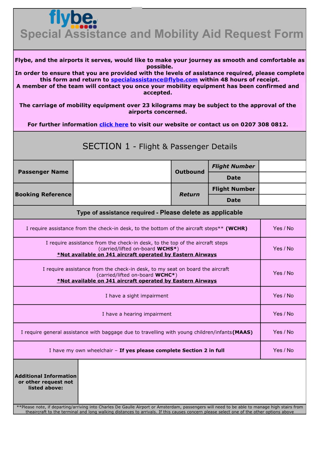 Mobility Aid Request Form