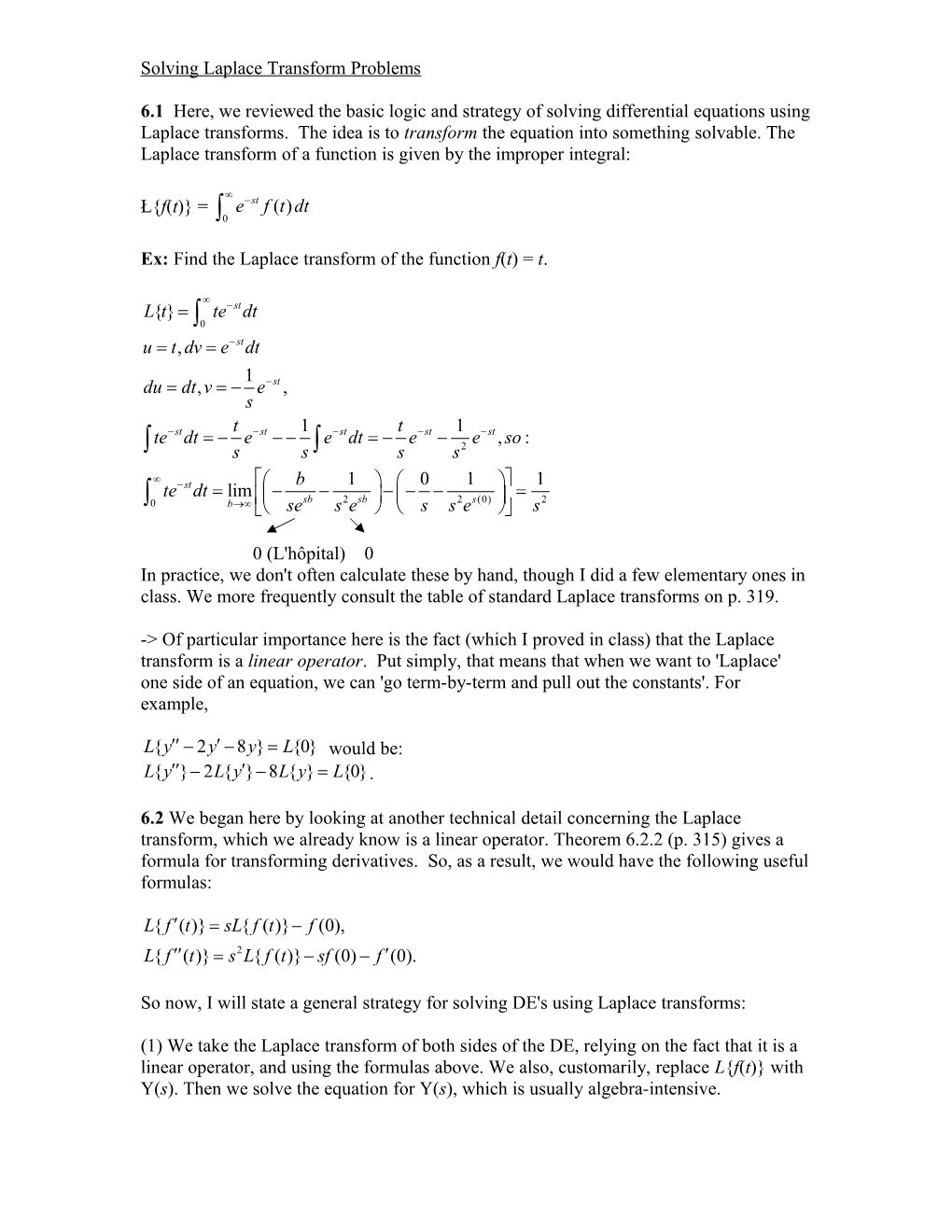 Solving Laplace Transform Problems