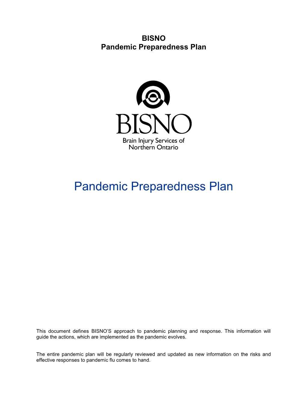BISNO Pandemic Preparedness Plan 2007