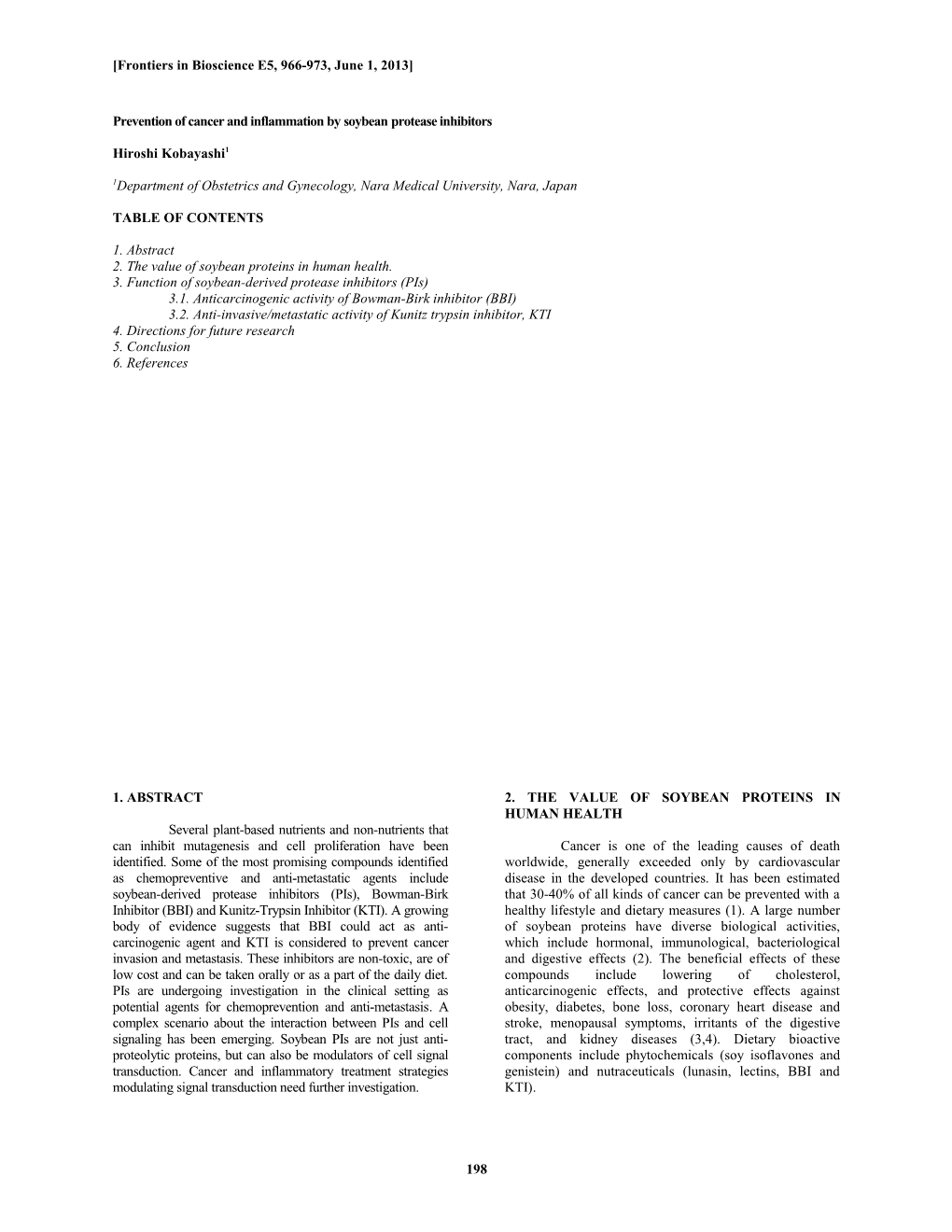 Mechanism of Soybean-Derived Protease Inhibitors, Bowman-Birk Inhibitor and Kunitz Trypsin