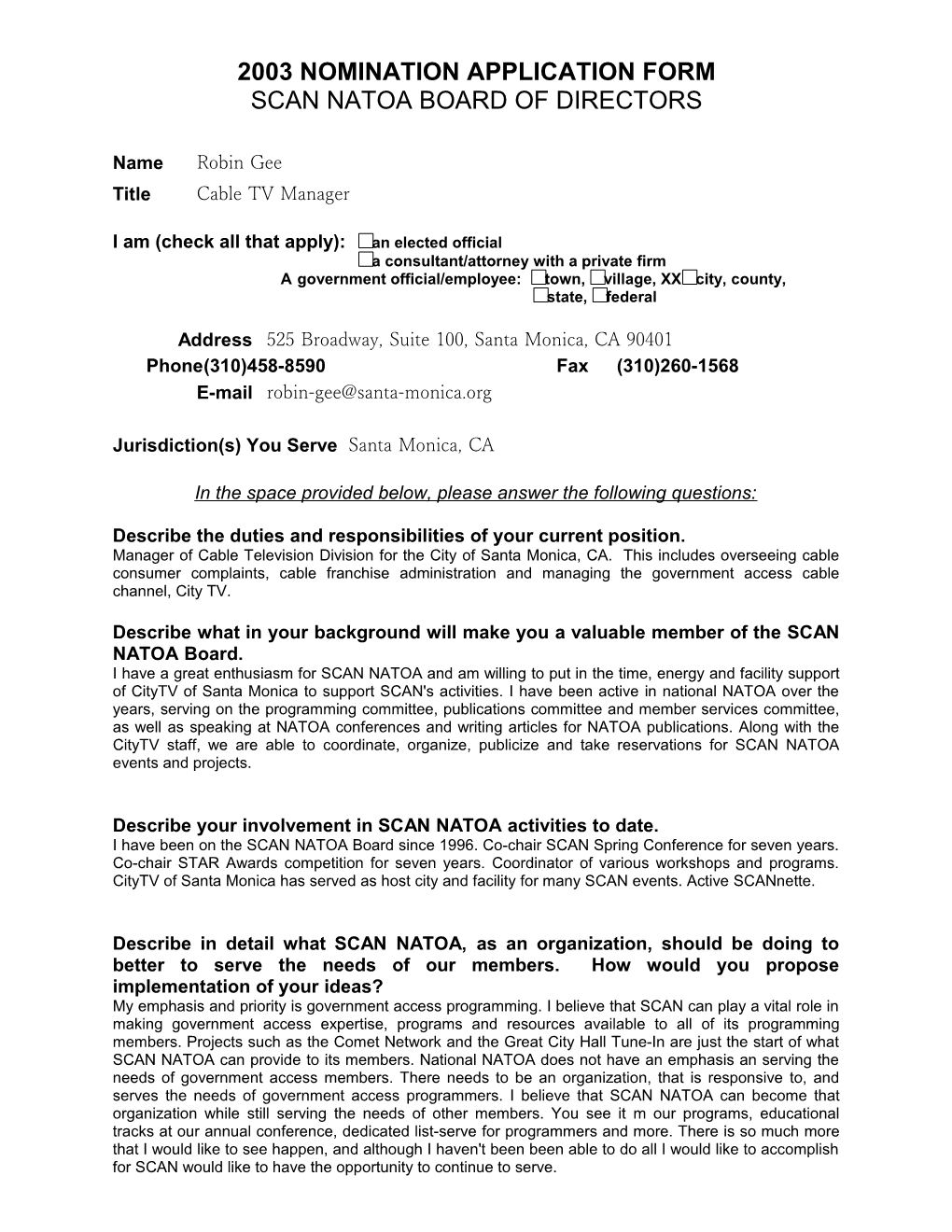 2001 Nomination Application Form