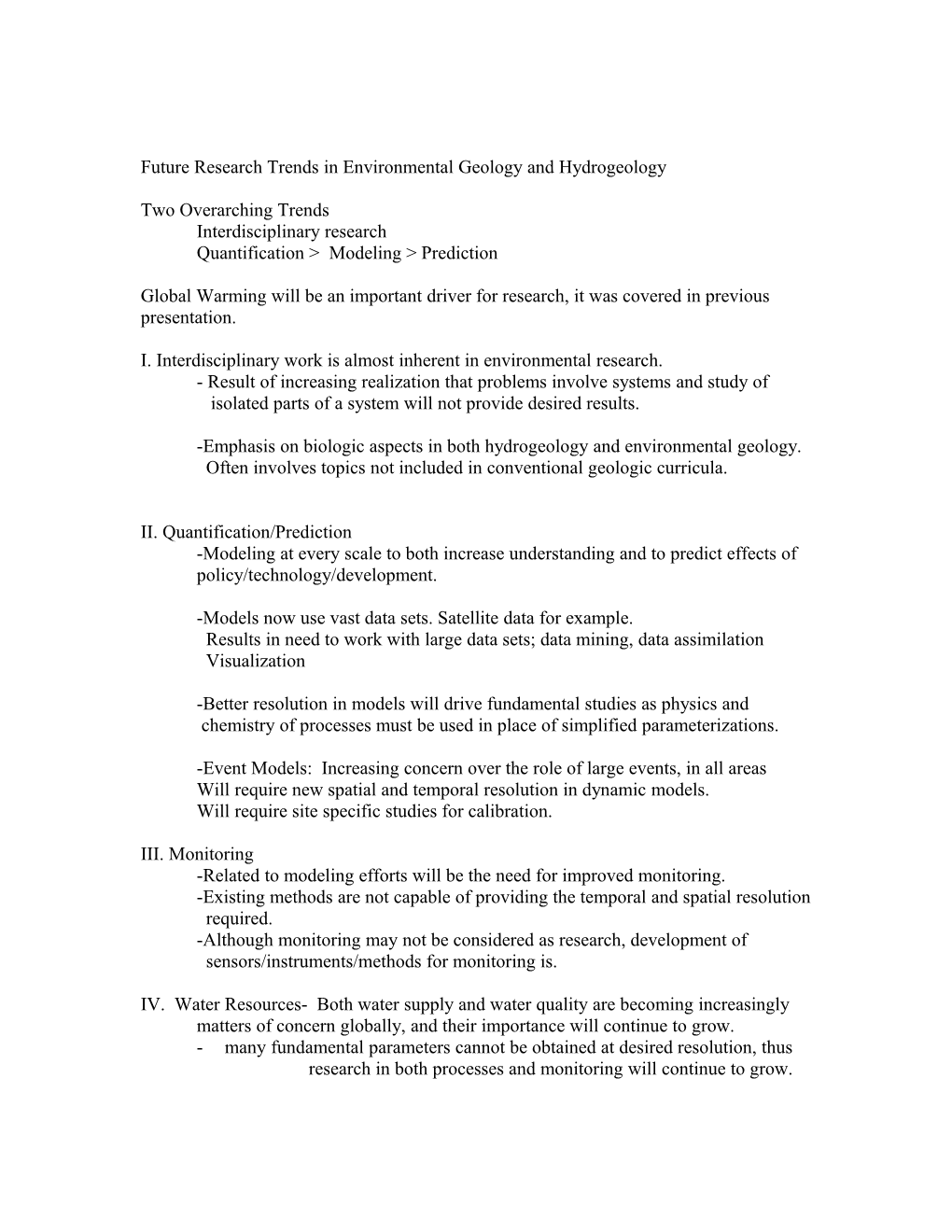 Future Research Trends in Environmental Geology and Hydrogeology