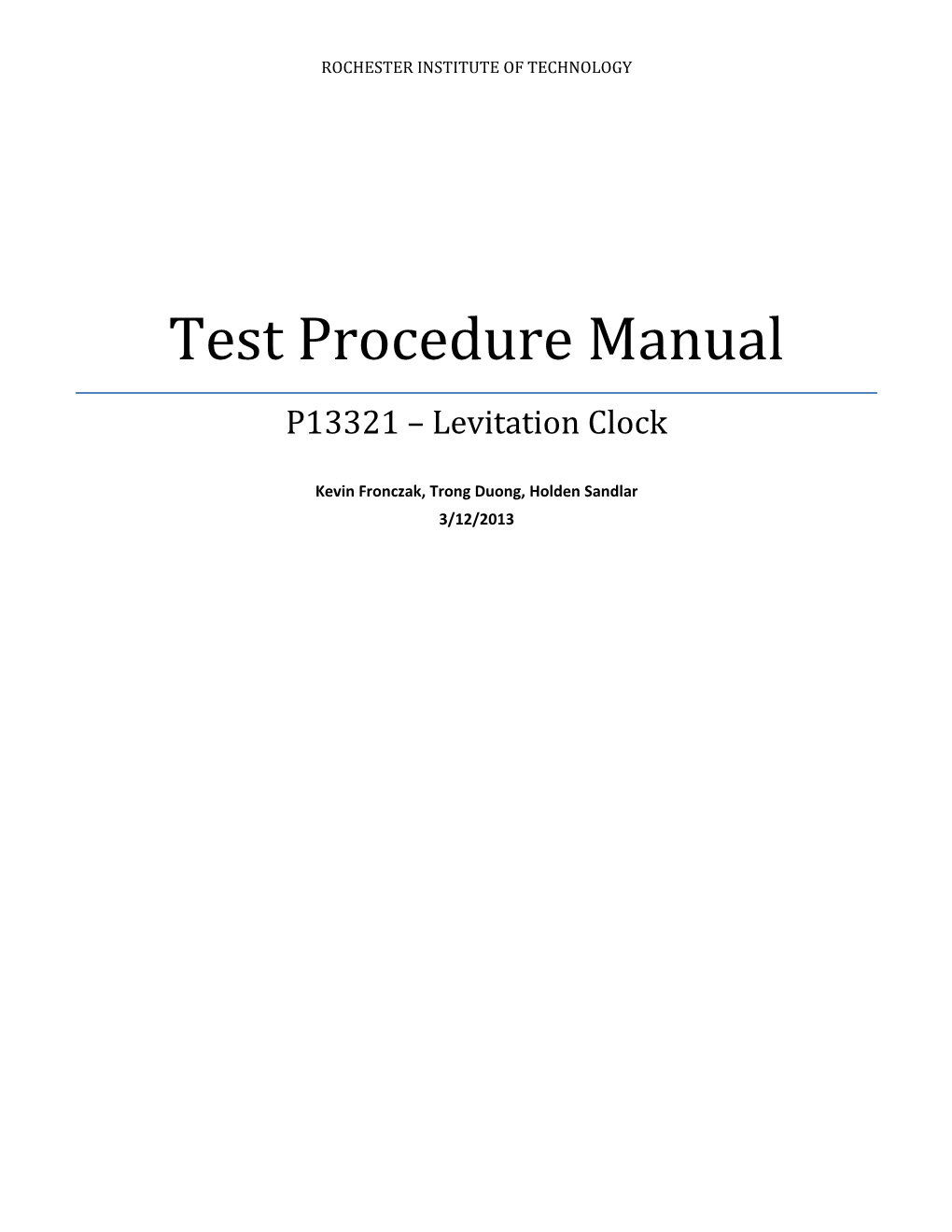 Test Procedure Manual