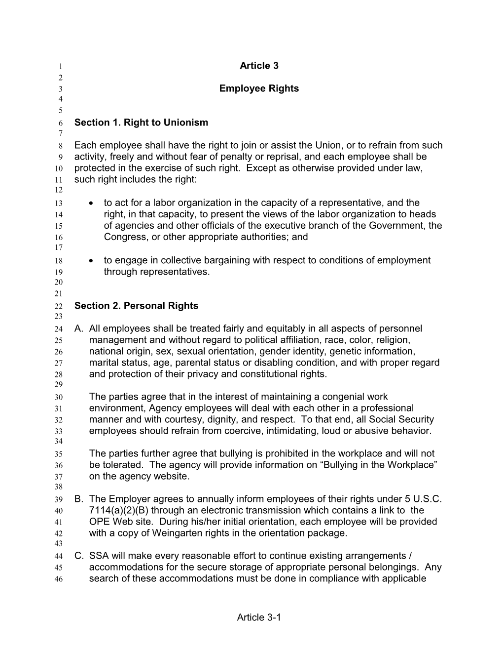 Section 1. Right to Unionism