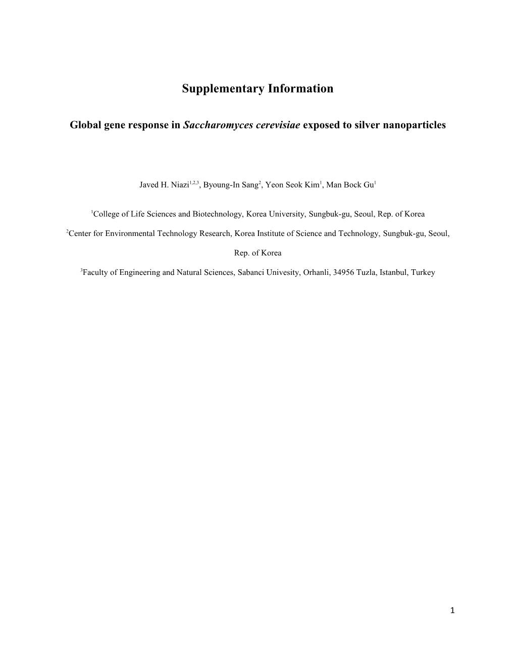 Global Gene Response in Saccharomyces Cerevisiae Exposed to Silver Nanoparticles