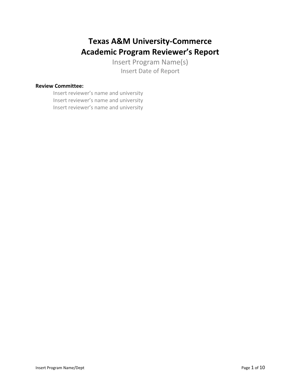 Academic Program Reviewer S Report