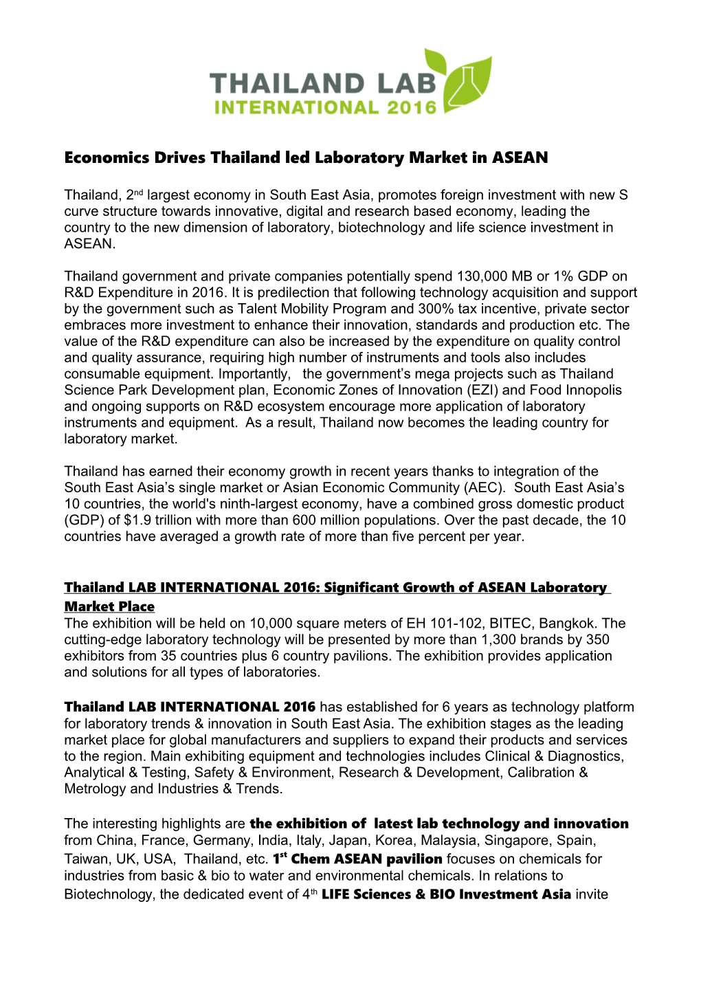 Economics Drives Thailand Led Laboratory Market in ASEAN