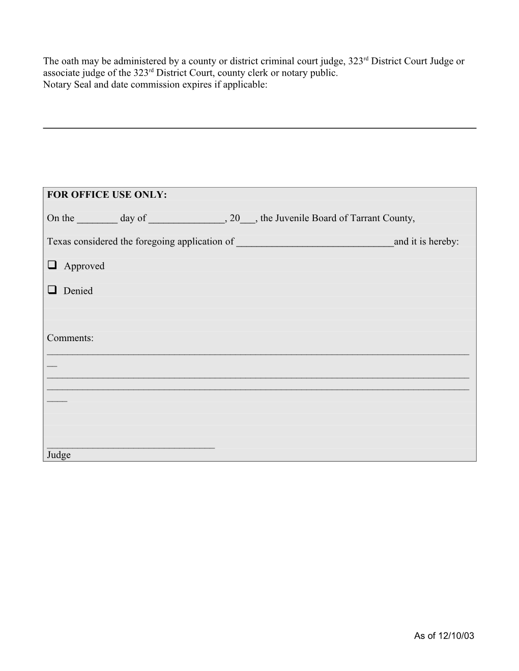 Application for Misdemeanor Public Appointment List