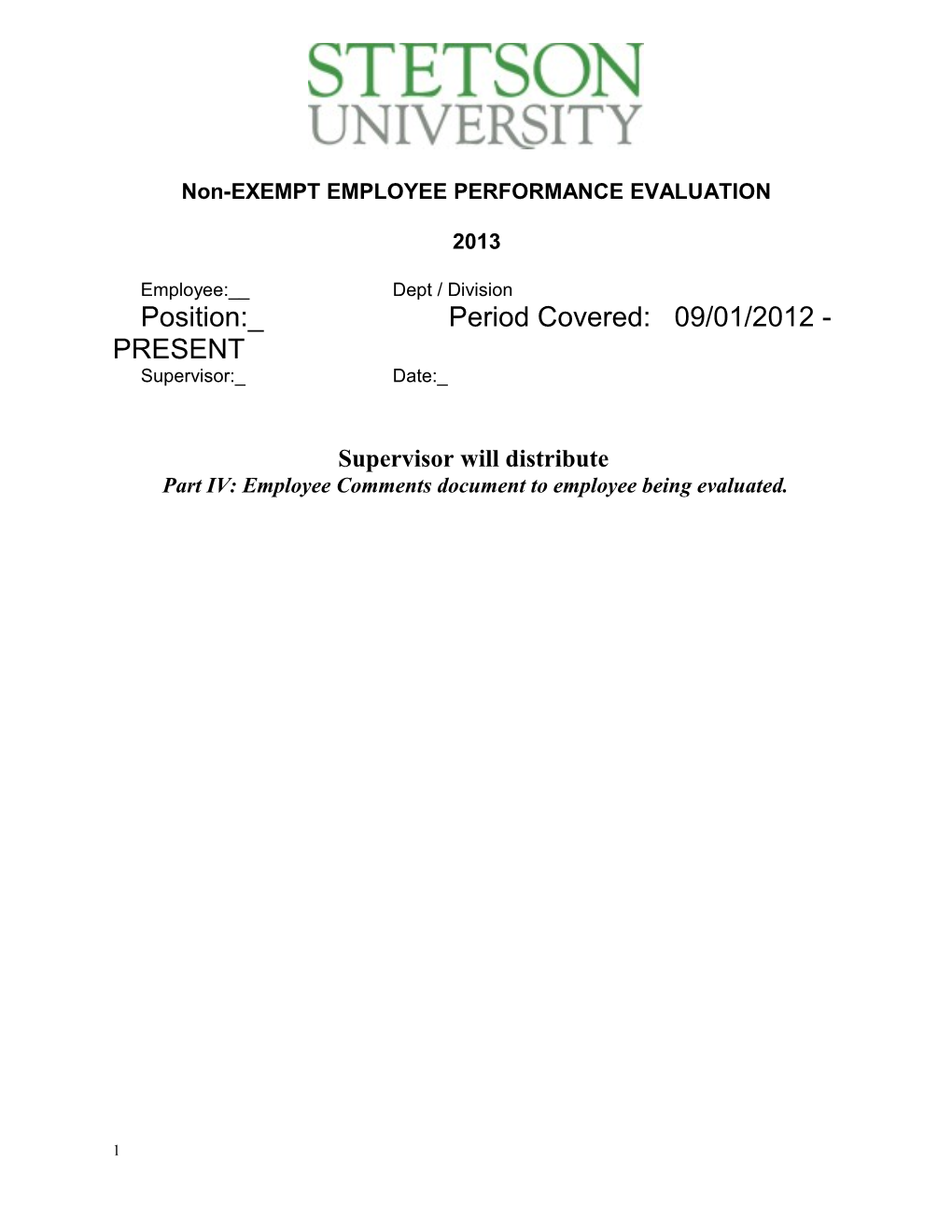 Nonexempt Employee Evaluations