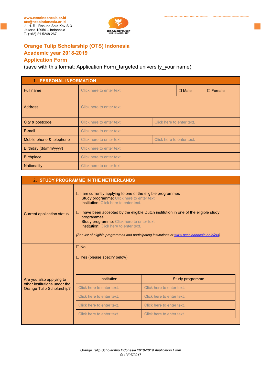 Orange Tulip Scholarship (OTS) Indonesia