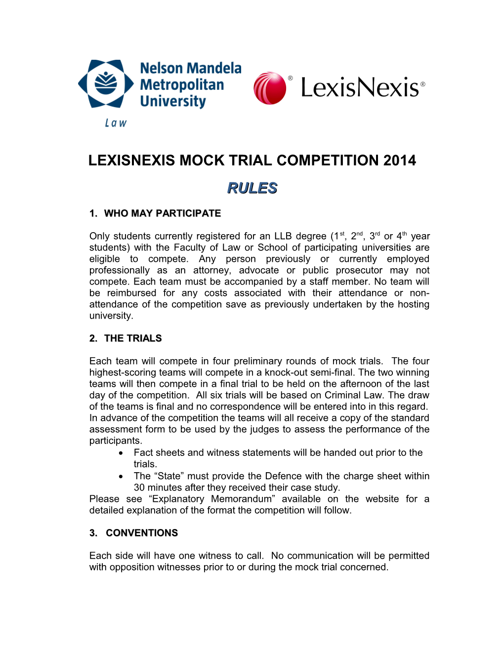 Lexisnexis Mock Trial Competition Rules