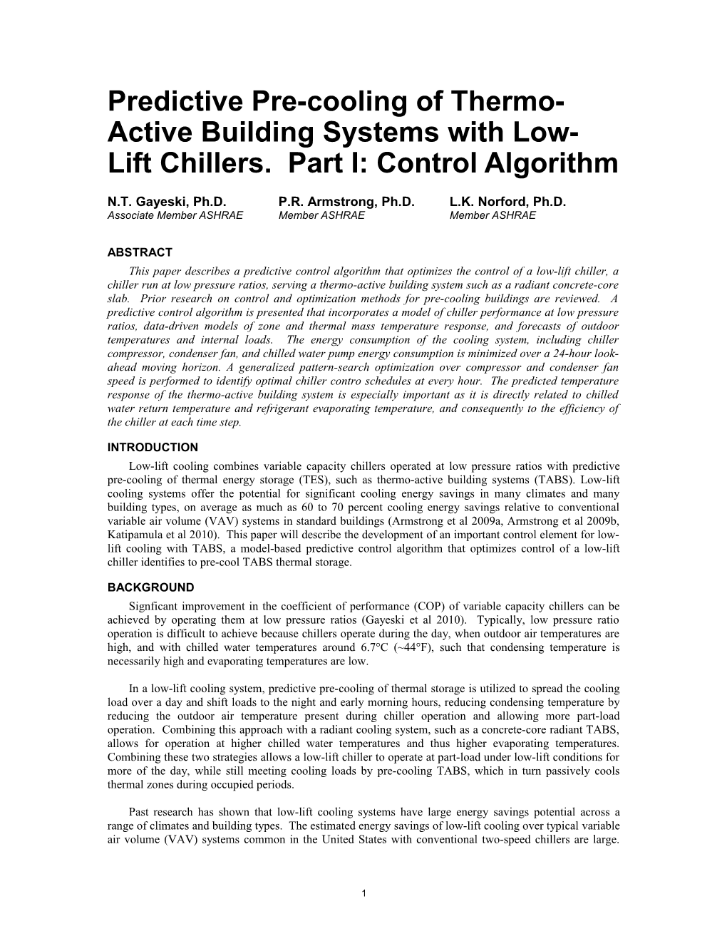 Predictive Pre-Cooling of Thermo-Active Building Systems with Low-Lift Chillers. Part