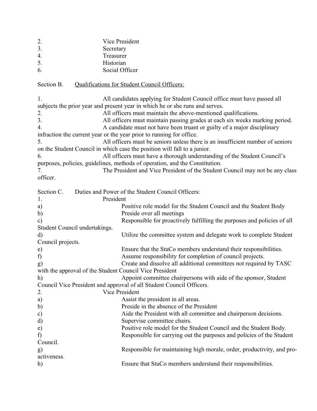 Ryan High School Student Council Constitution