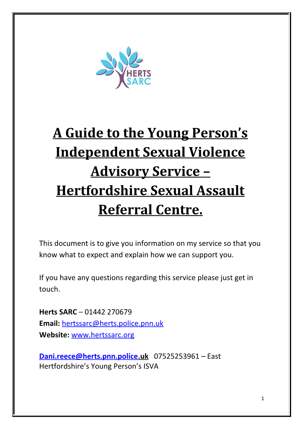Aguide to the Young Person S Independent Sexual Violence Advisory Service Hertfordshire