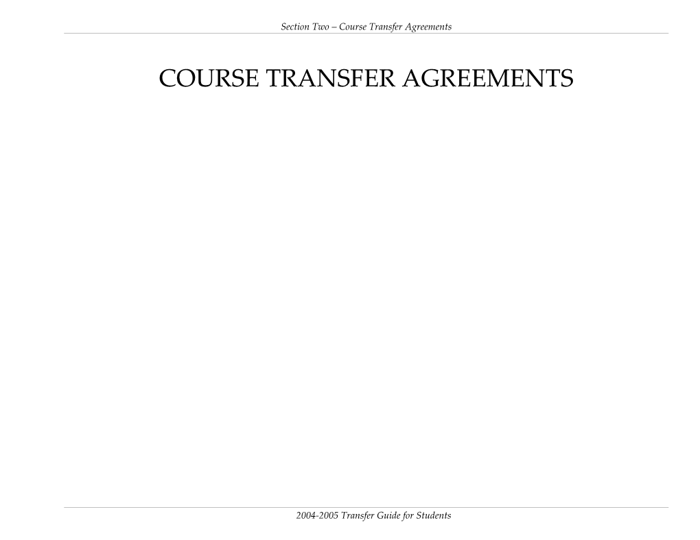 Section Two Course Transfer Agreements
