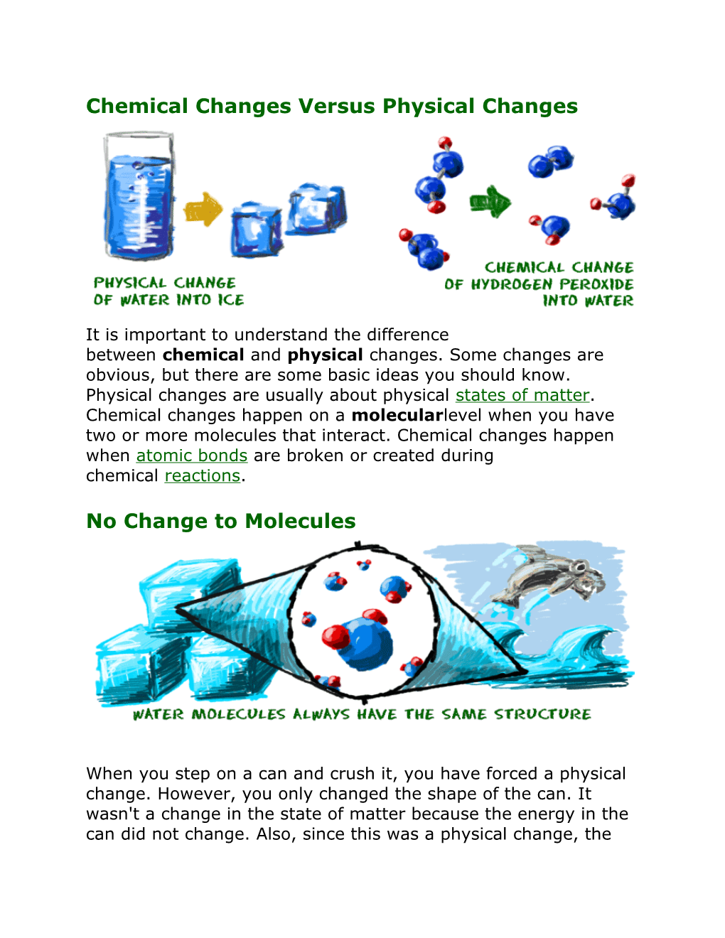 Chemical Changes Versus Physical Changes