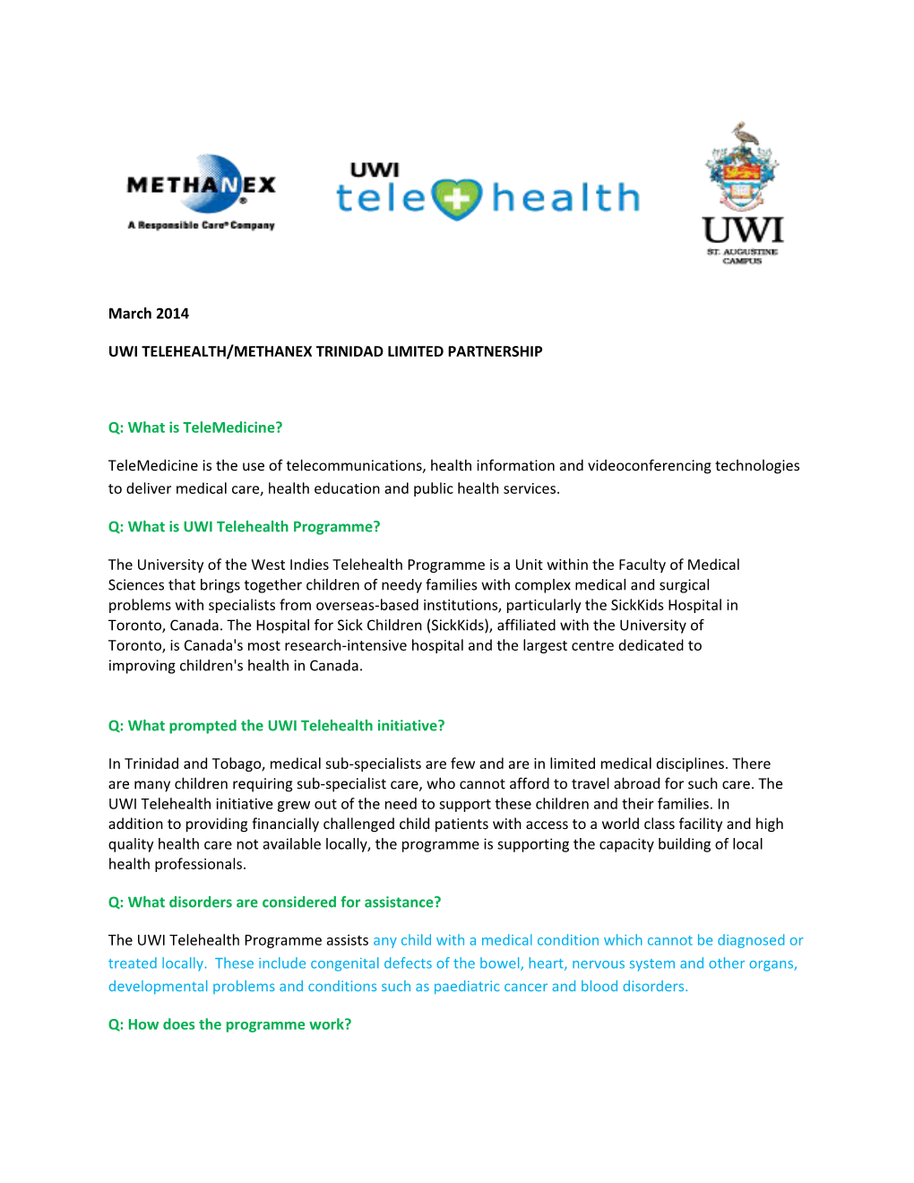 Uwi Telehealth/Methanex Trinidad Limited Partnership