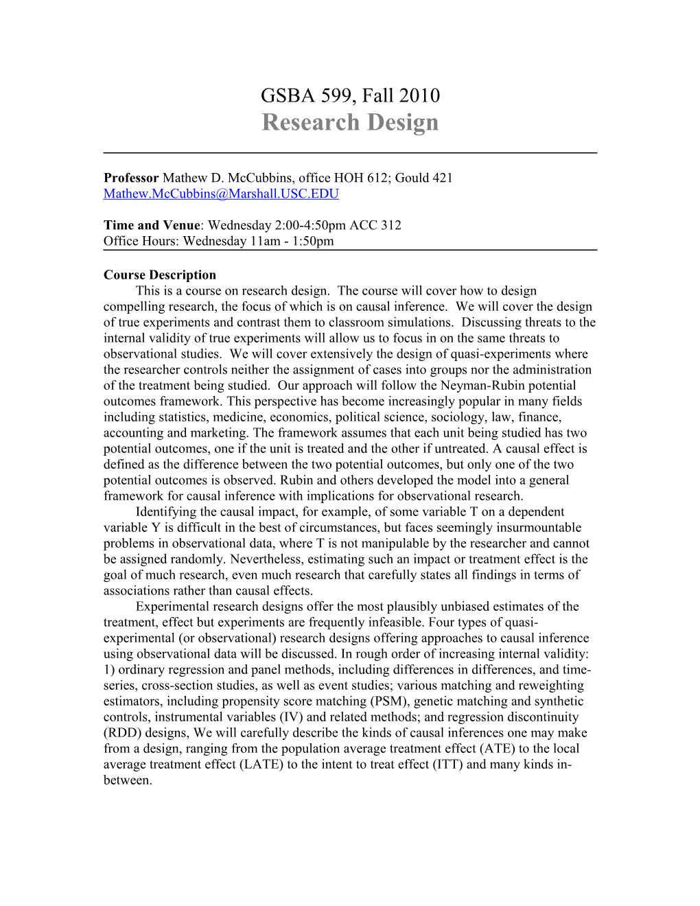 PS 204A: Research Design