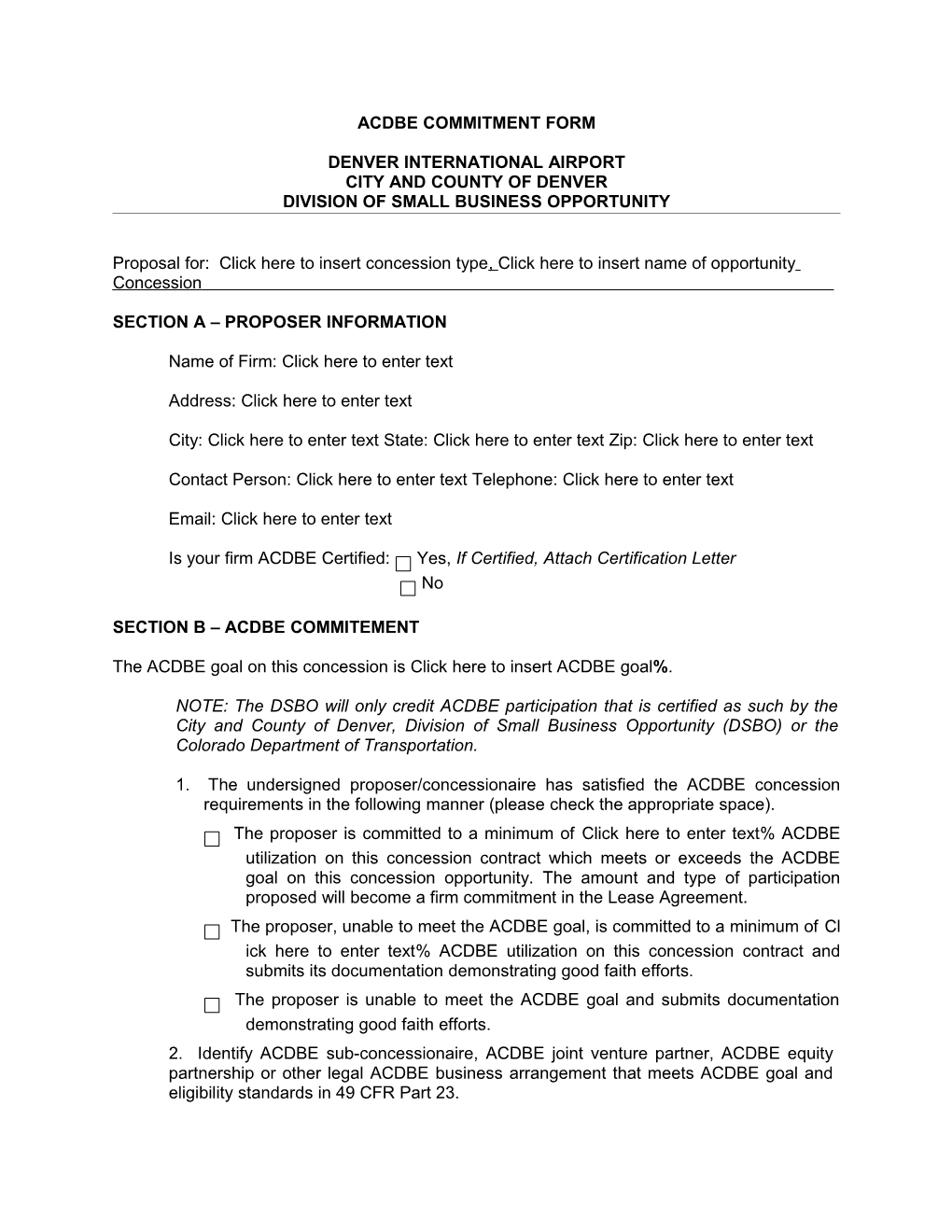 Acdbe Commitment Form