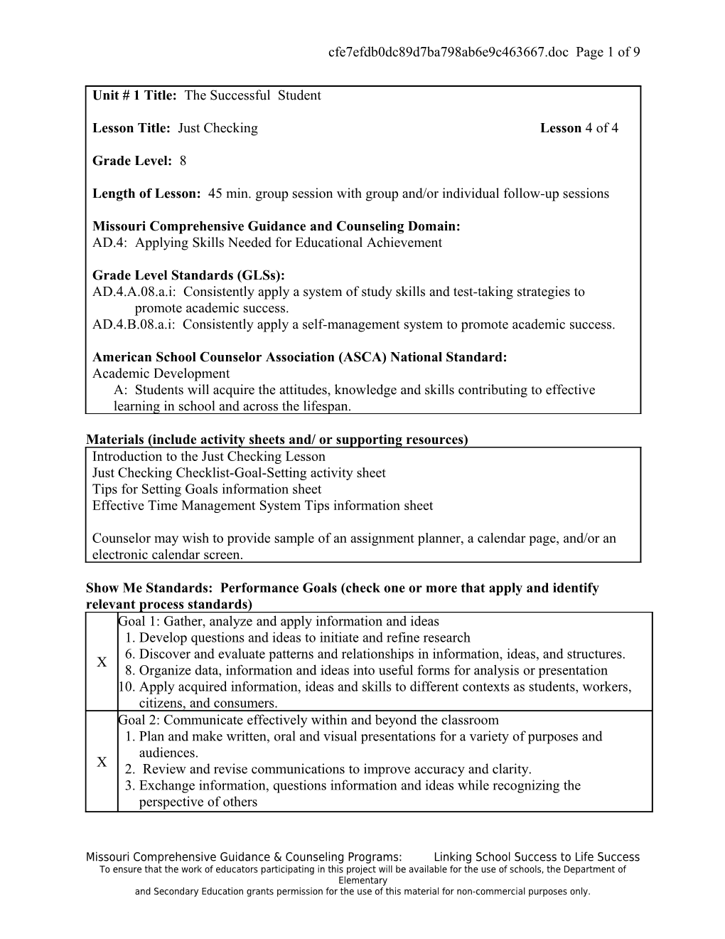 CG 4.1 4.2 Grade 8 Unit 1 Lesson 1