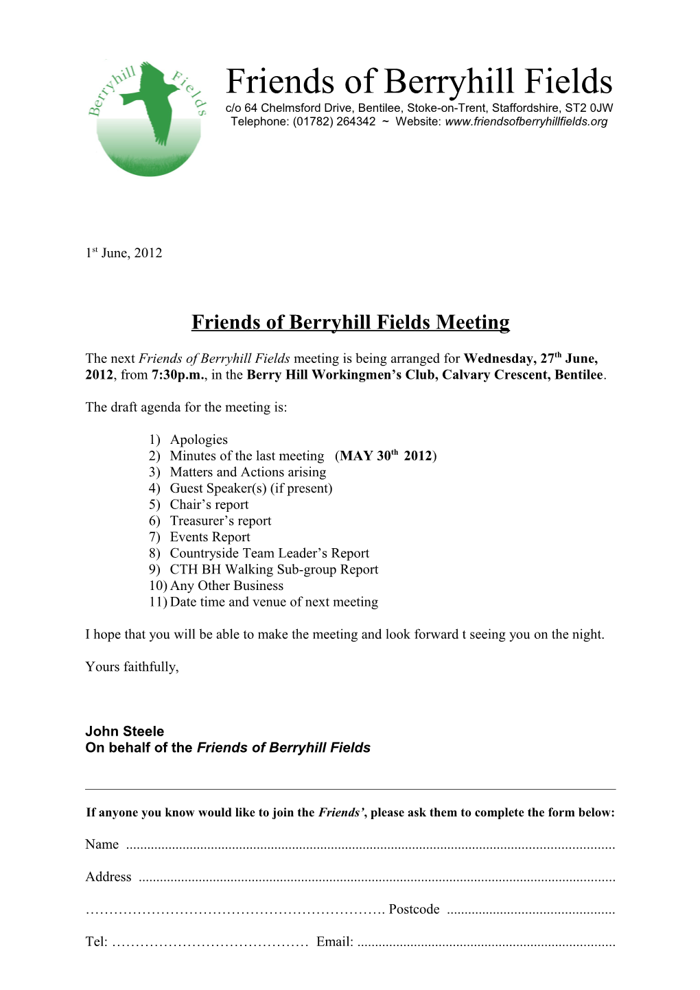 Friends of Berryhill Fields Meeting