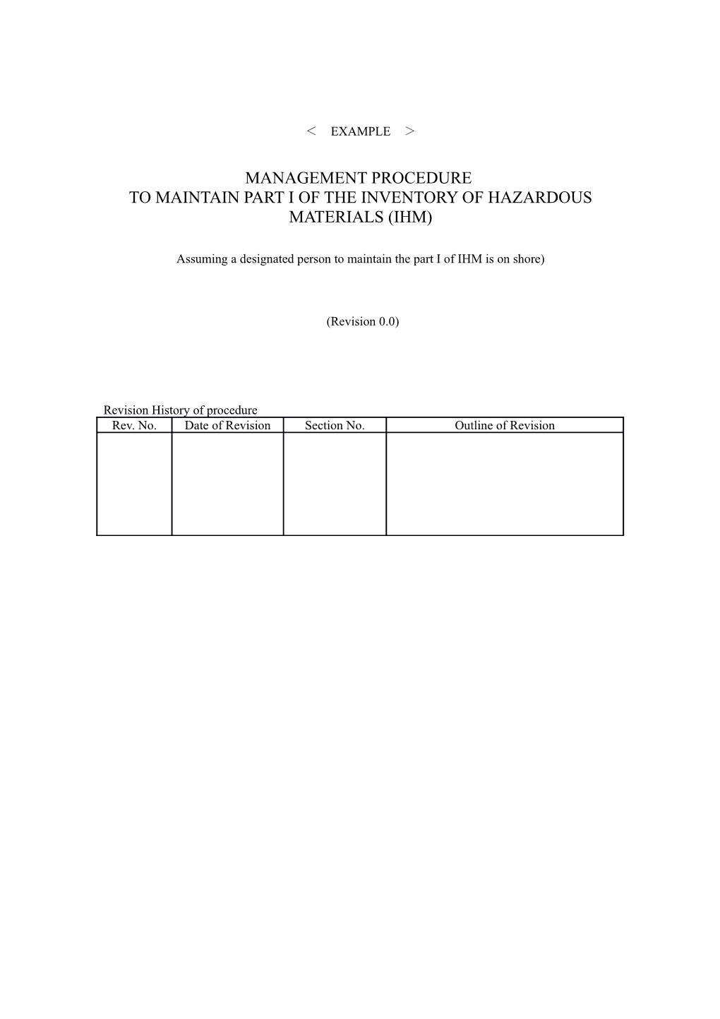 To Maintain Part I of the Inventory of Hazardous Materials (Ihm)