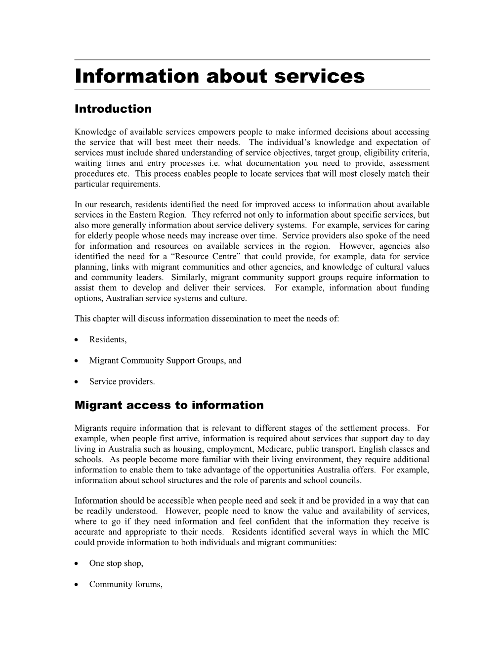 Information About Services
