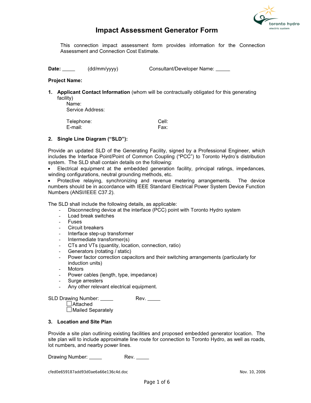 Impact Assessment Generator Form