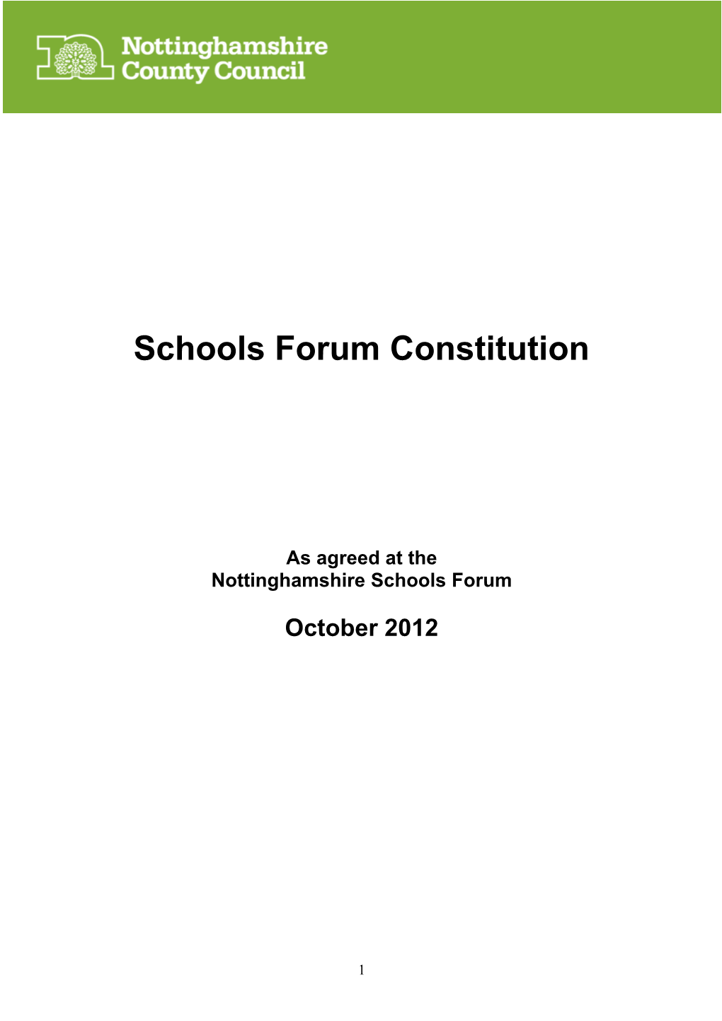 Schools Forum Constitution