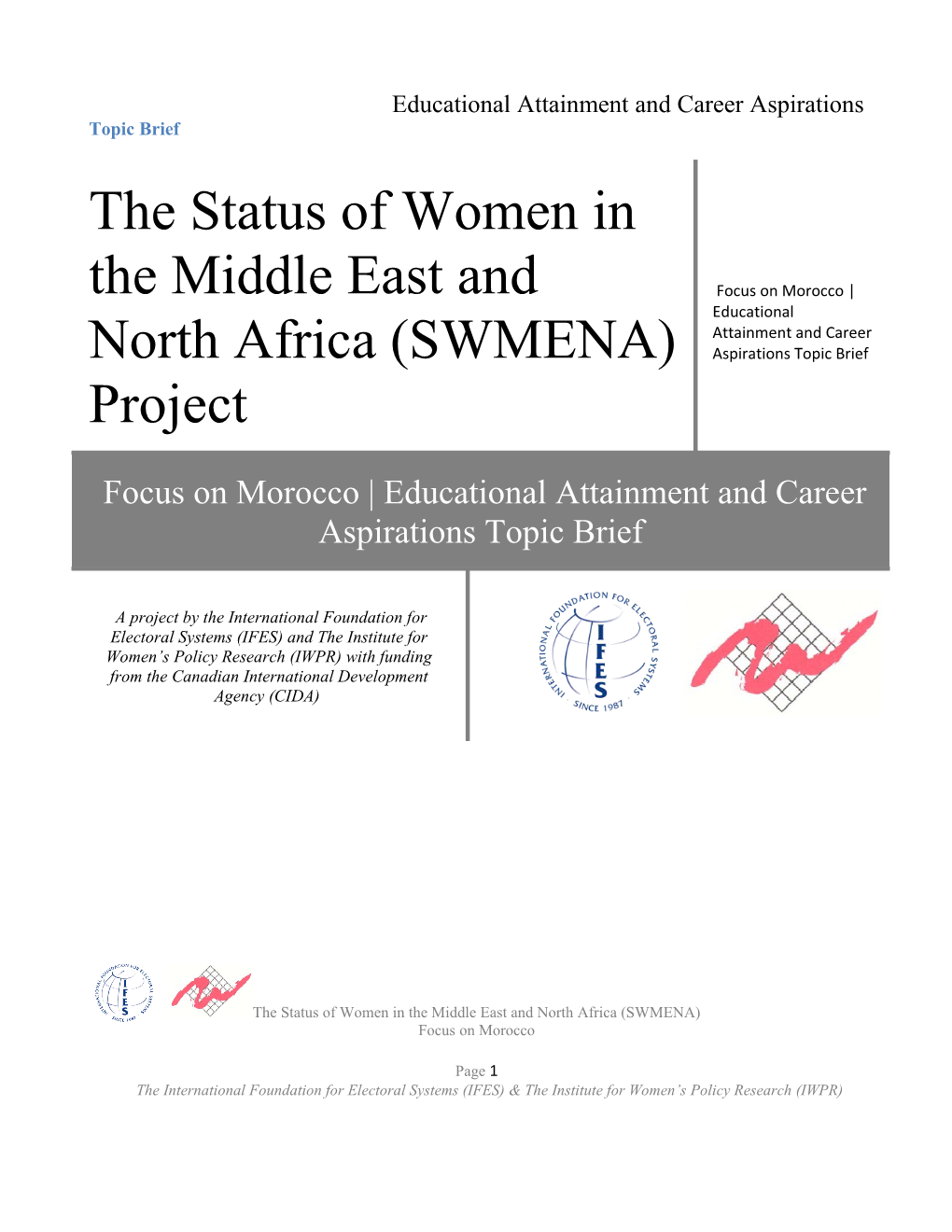 The Status of Women in the Middle East and North Africa (SWMENA) Project