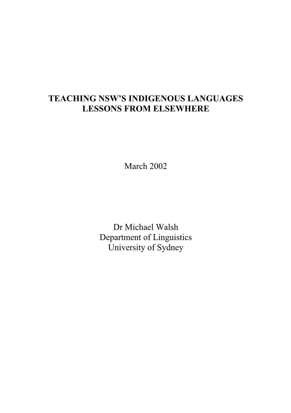 Teaching NSW S Indigenous Languages