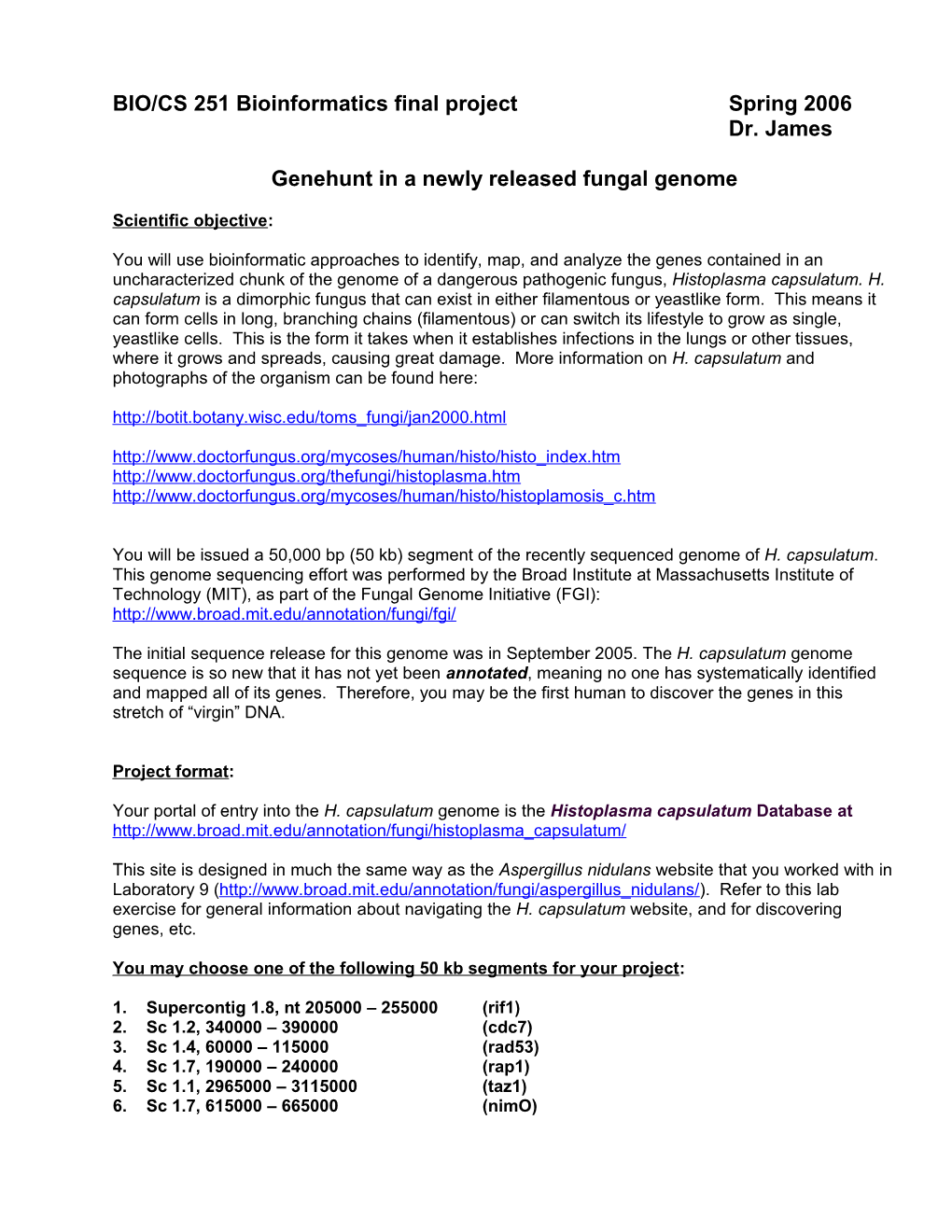 Bioinformatics Project: the Genehunt