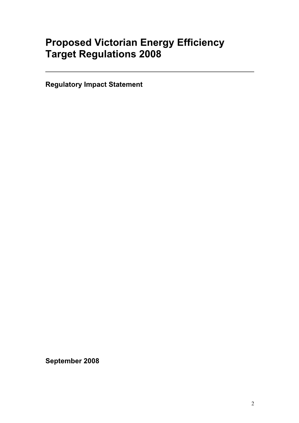 Victorian Energy Efficiency Target Scheme - Regulatory Impact Statement