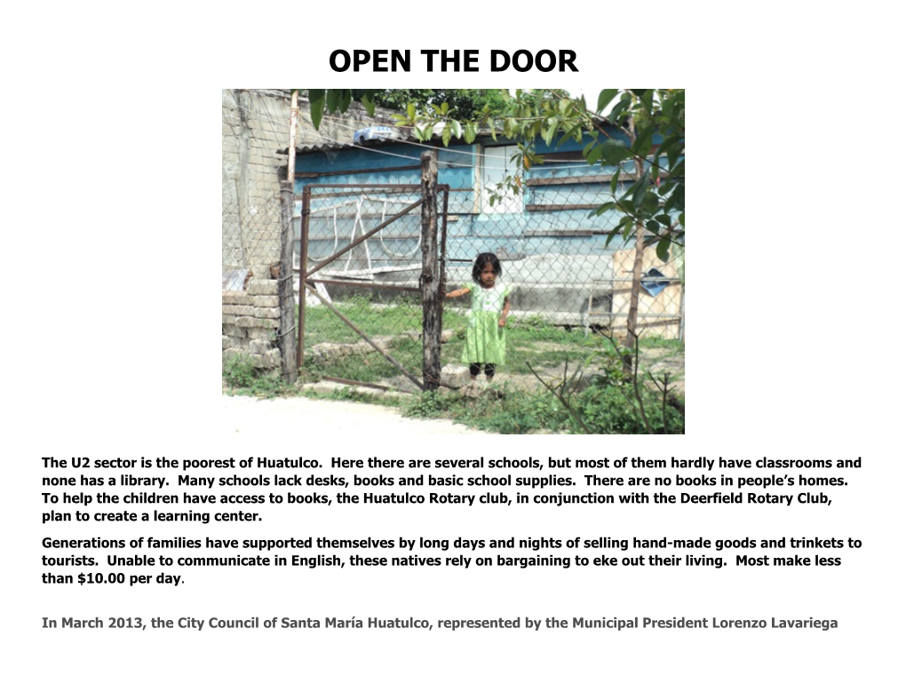 Title of Project: Open the Door: Huatulco Learning & Cultural Center