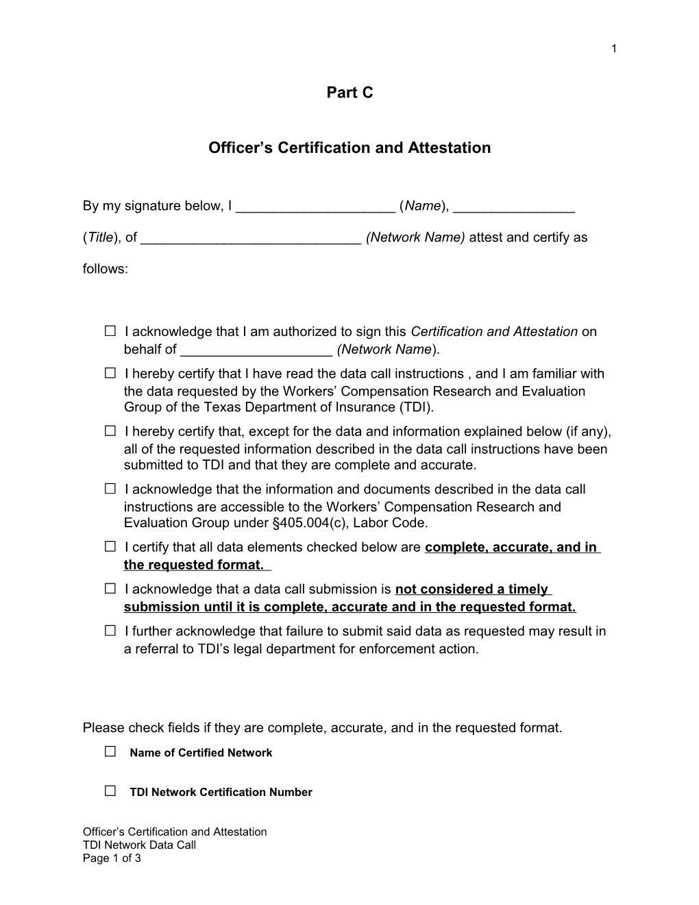 Officers Certification and Attestation