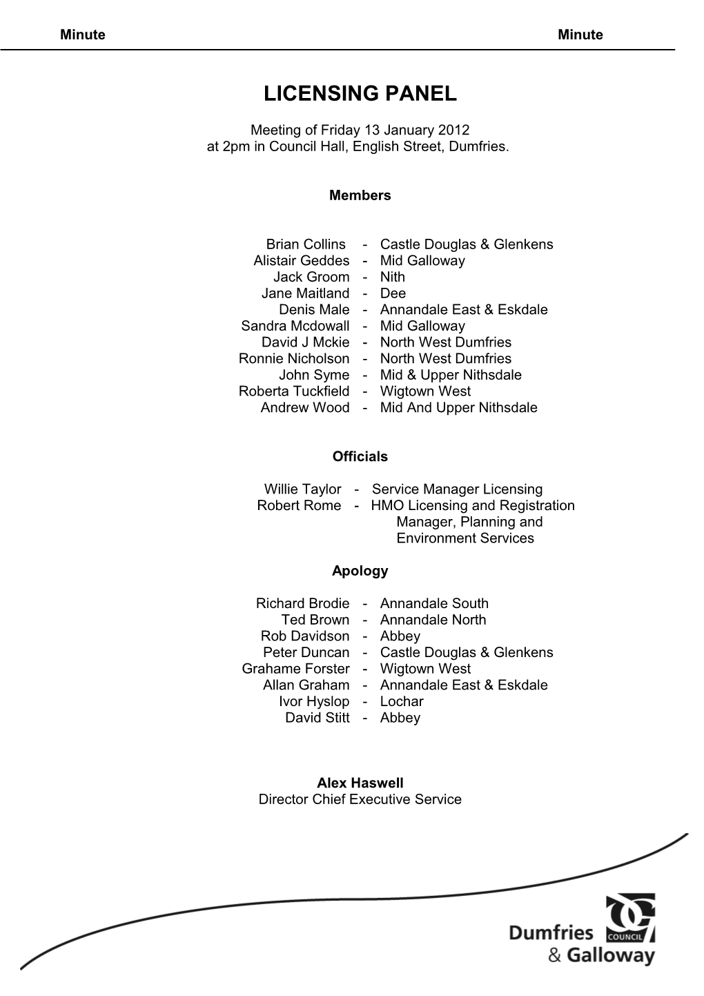 Nithsdale Area Regulatory Committee