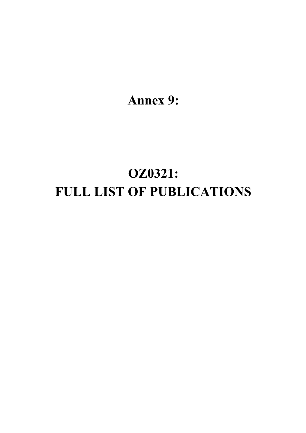 Full List of Publications