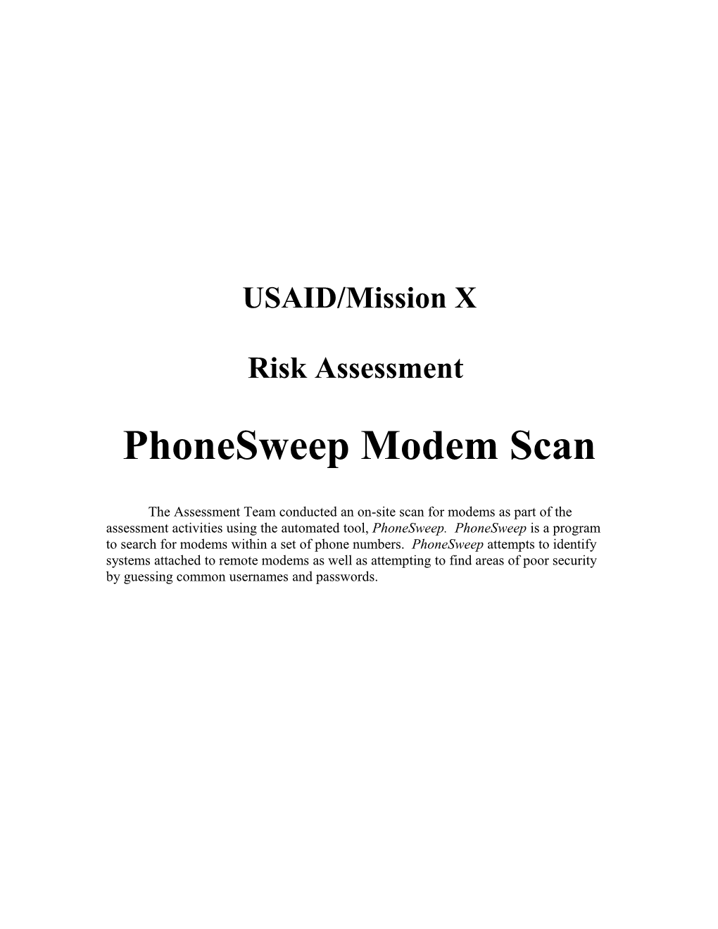 Executive Summary of Phonesweep Scan