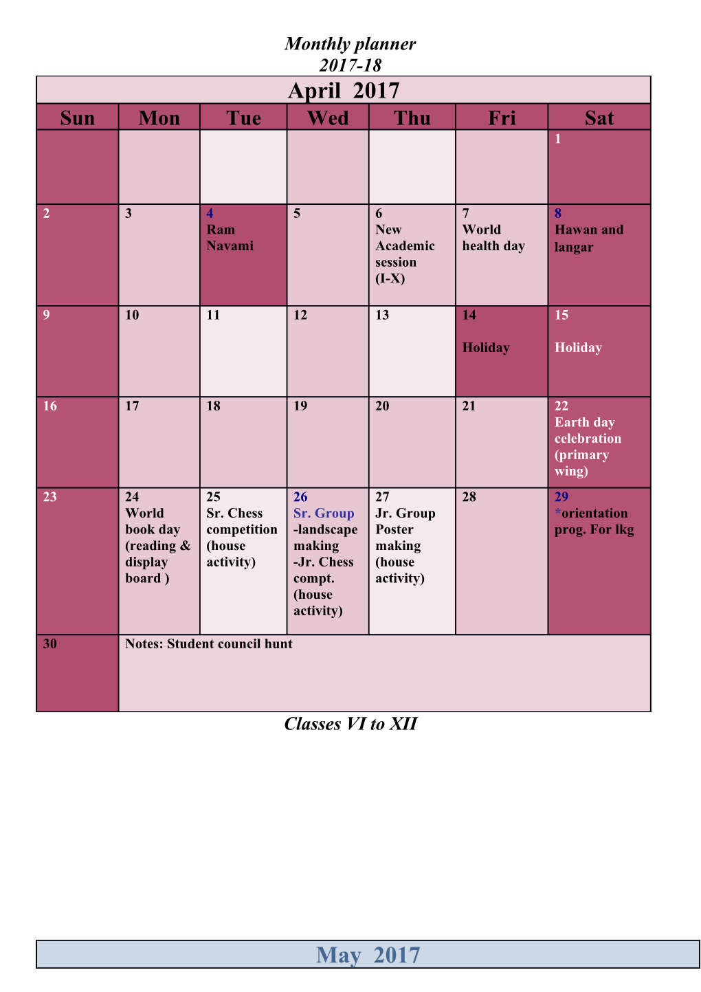 April 2017 Blank Calendar Printable Calendar