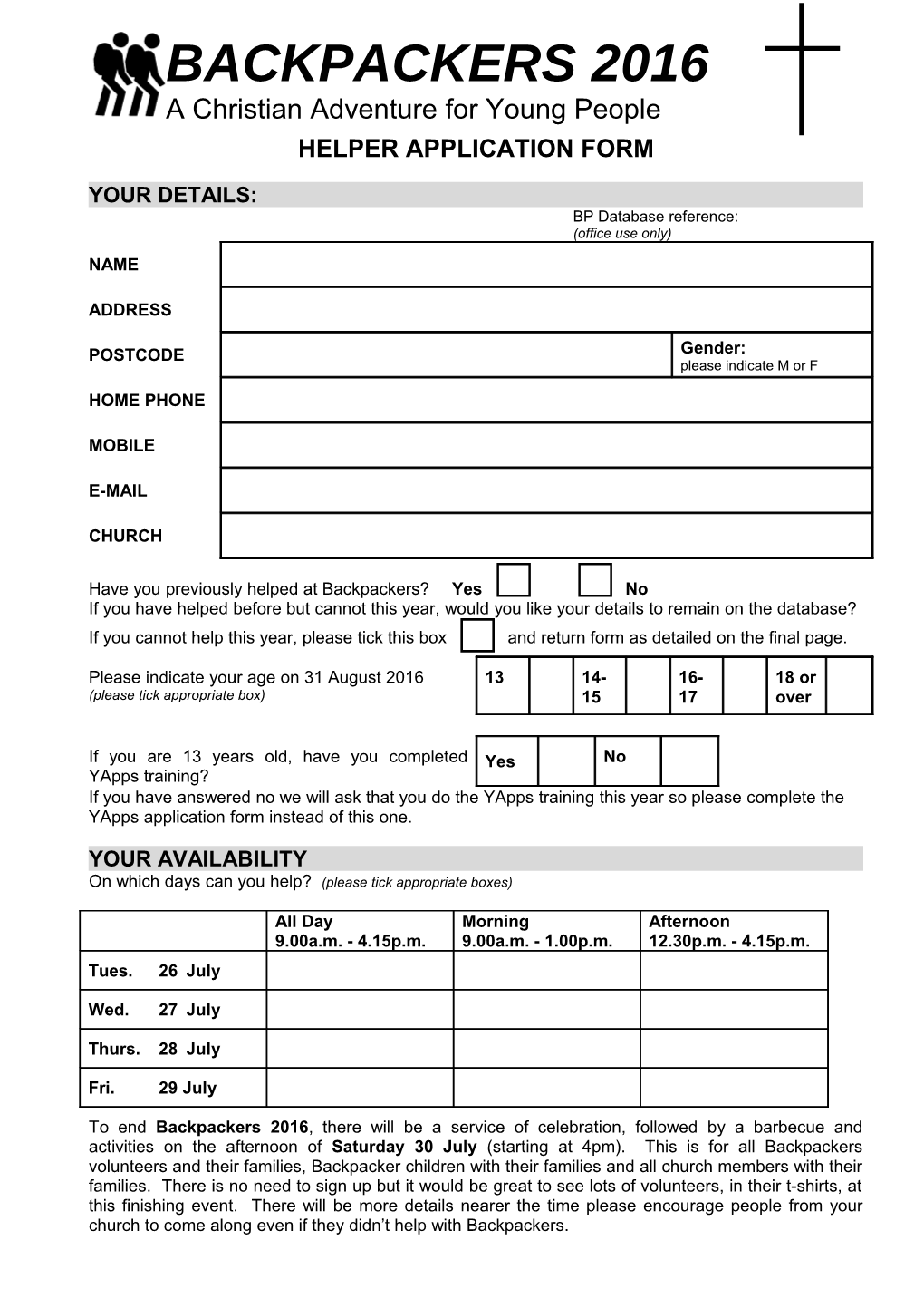 Helper Application Form