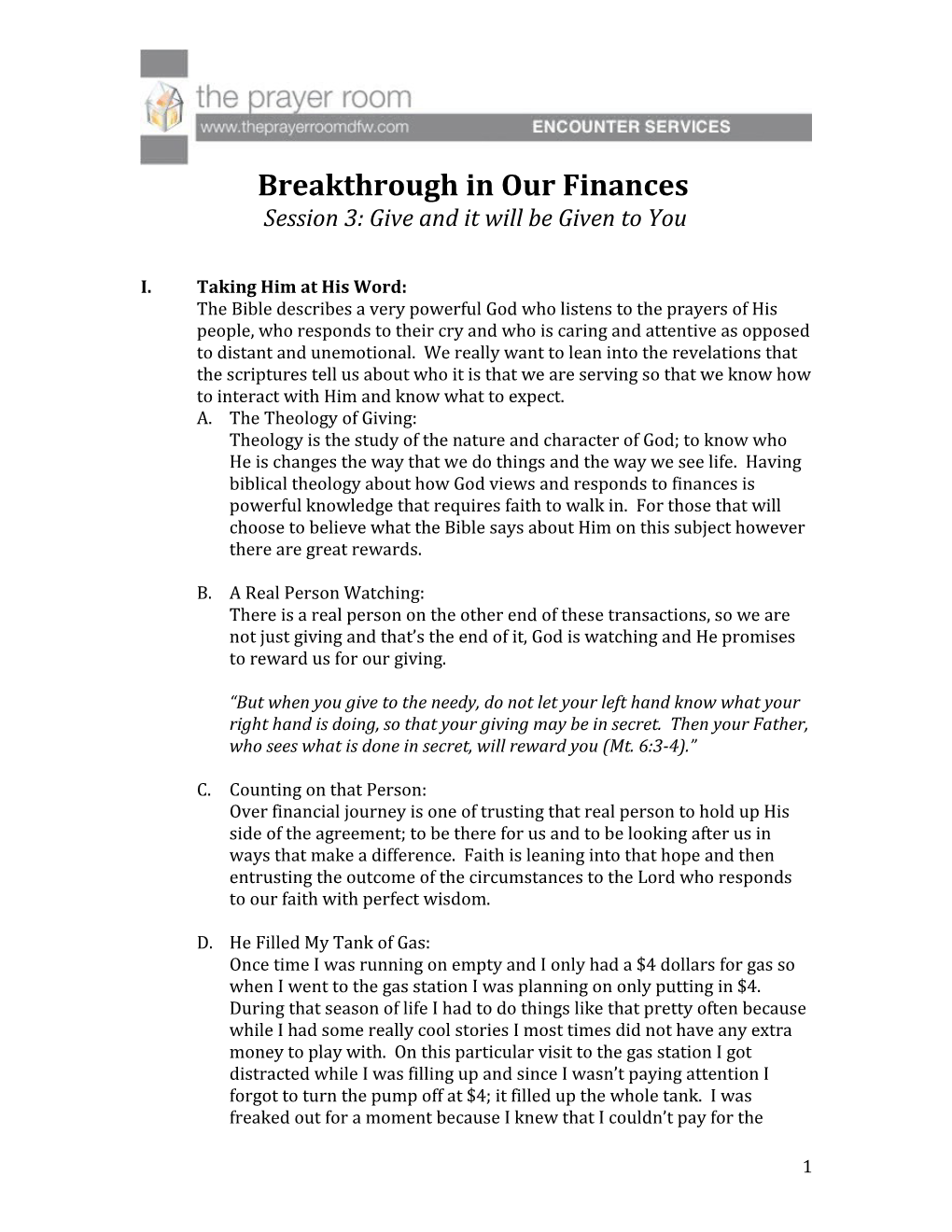 Breakthrough in Our Finances