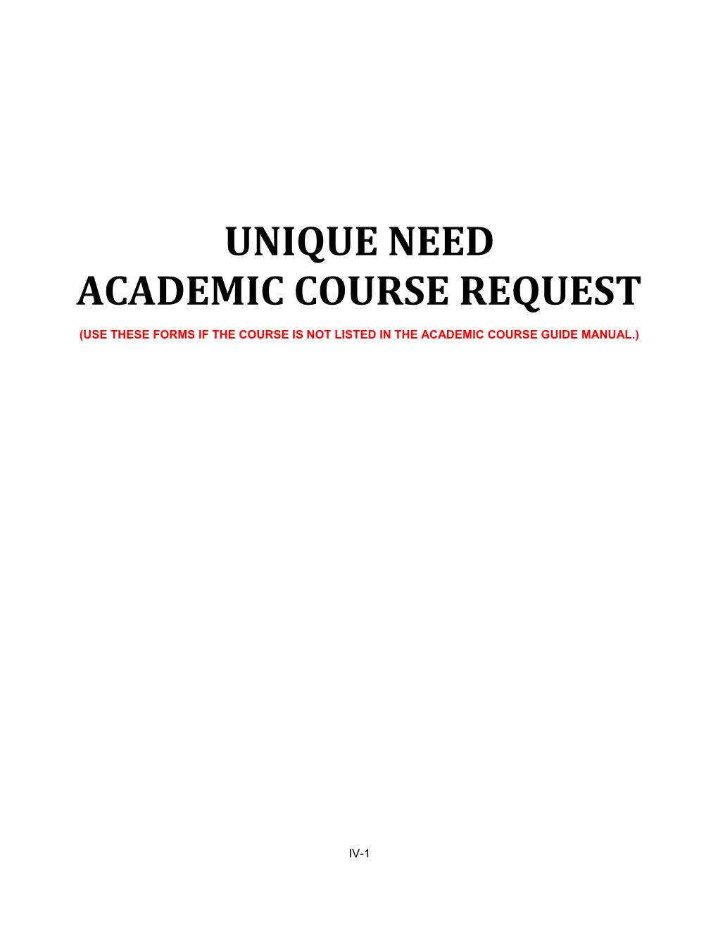 Academic Course Request