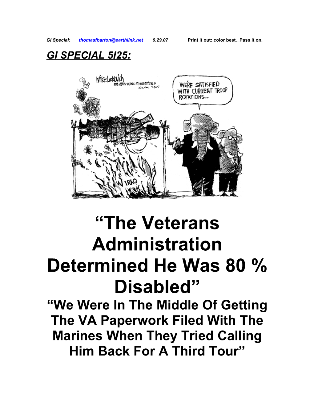 The Veterans Administration Determined He Was 80 % Disabled