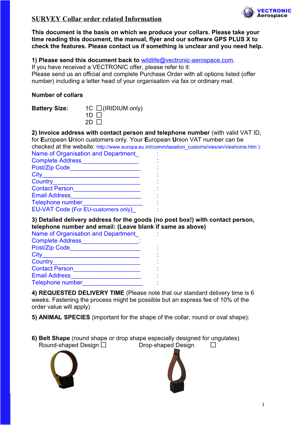 GPS PLUS / GPS PRO Collar Order Related Information