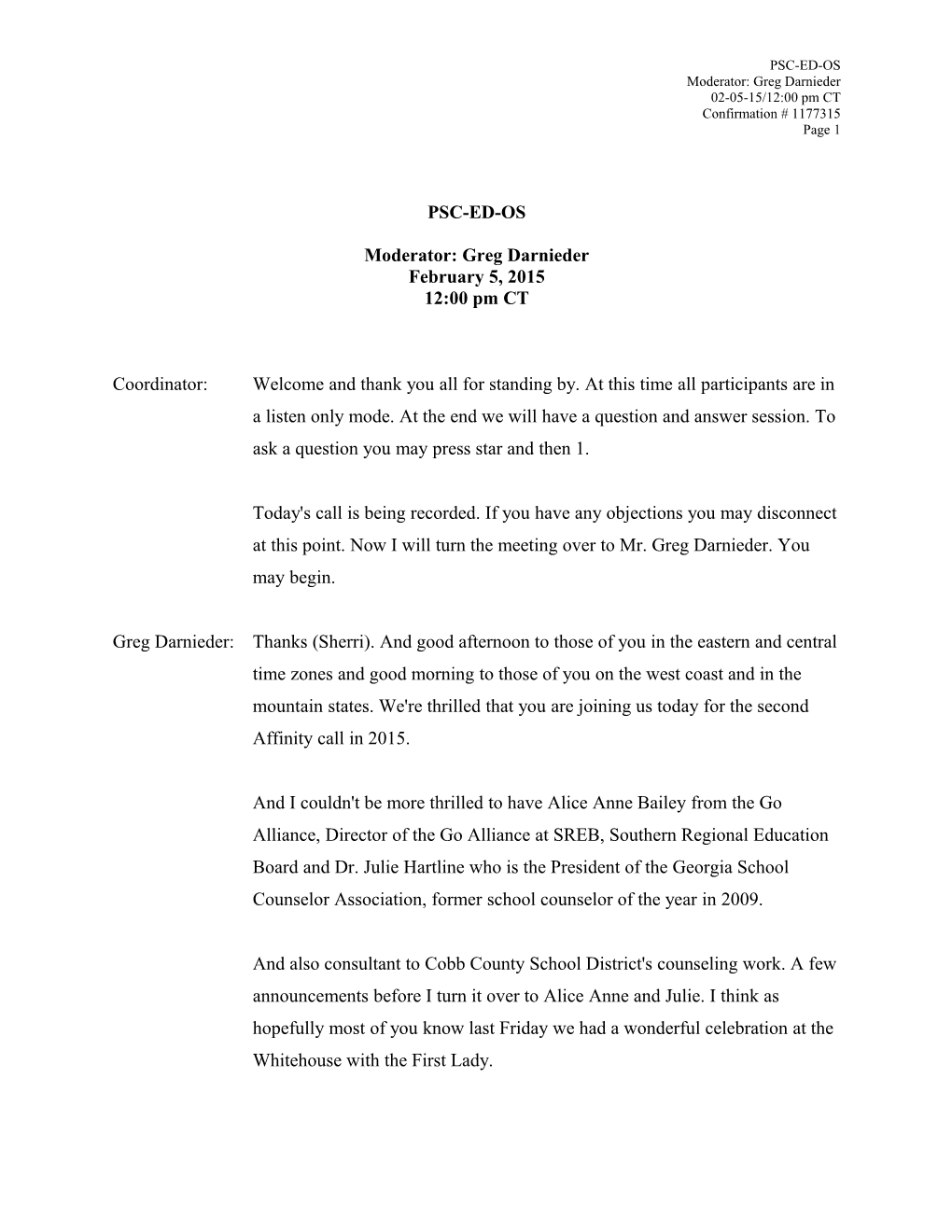 Transcript: National Trends in School Counseling State Policy February 5, 2015 (MS Word)