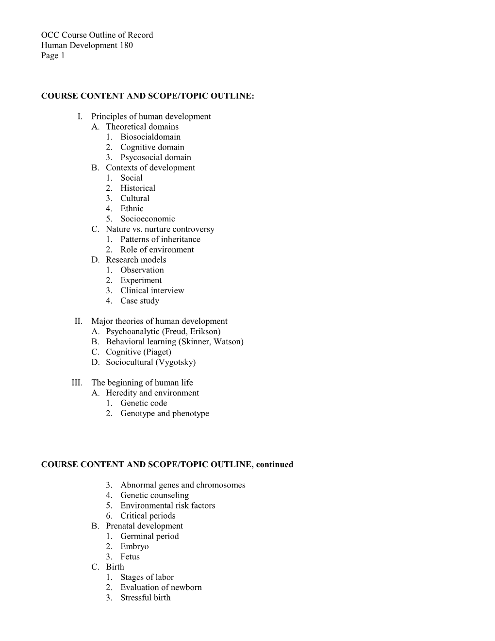 Course Content and Scope/Topic Outline