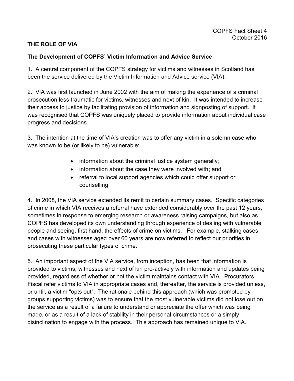 The Development of COPFS Victim Information and Advice Service