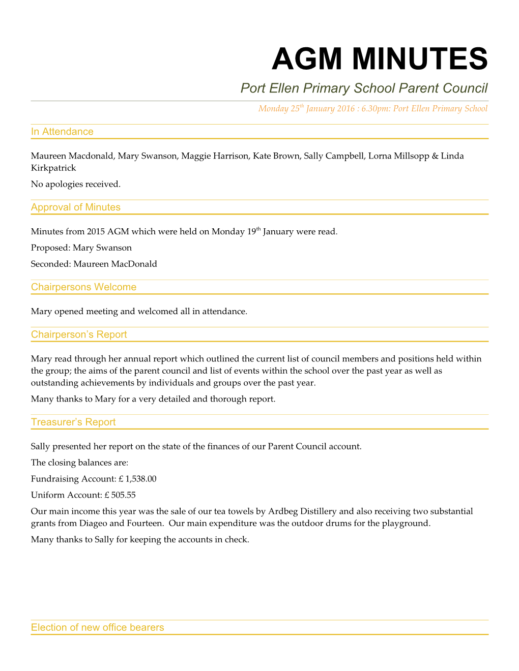 Port Ellen Primary School Parent Council