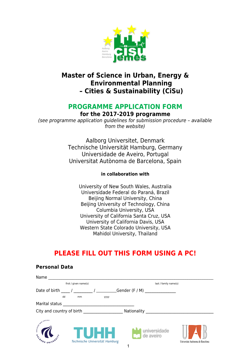 Master of Science in Urban, Energy & Environmental Planning Cities & Sustainability (Cisu)