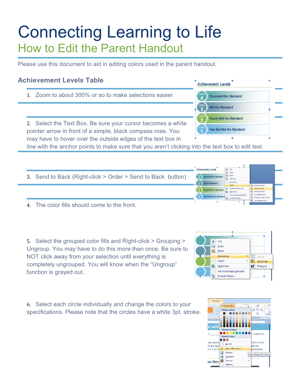 How to Edit the Parent Handout